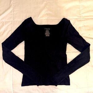 Free People square neck long sleeve top in black